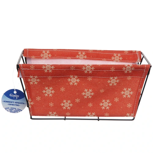 Корзинка металлическая для хранения ИДЕЯДОМА, принт снежинки, цвет красный, 251512см (лейбл Селфи)_8