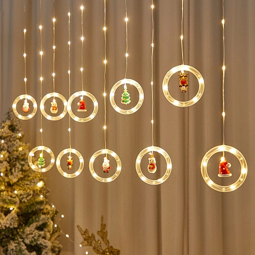 Гирлянда для дома БАХРОМА С Новым Годом ш2,5м в0,450,65м 110 ламп LED, прозрачнпров, 8 режимов, IP-20, Теплый белый (возможность соединения)_15