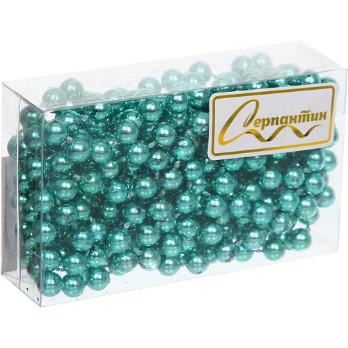 Бусы на елку 2,7м Шарик d-6мм, голубой (pvc коробка)_3