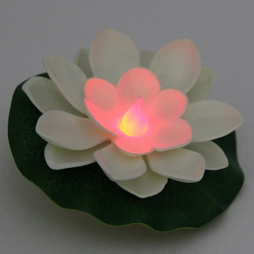 Растение водоплавающее Кувшинка d-10см с подсветкой от контакта с водой, белый_5