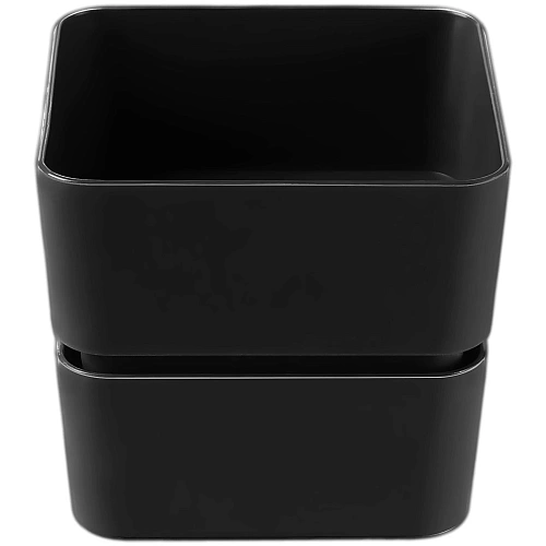 Кашпо для цветов пластиковое 0,45л 9,6*9,6*8,6см "Фиори" Арт Черный стиль