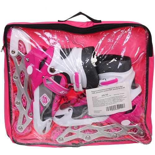 Коньки роликовые раздвижные Sport Star 136S, розовый, колеса ПВХ, размер M (35-38)_8