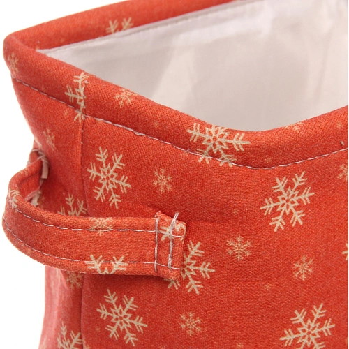 Коробка для хранения ИДЕЯДОМА, принт снежинки, цвет красный, 20,51417см, (лейбл Селфи)_7