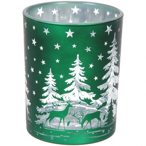Подсвечник "Снежный лес" 10*12,5 см, Изумруд