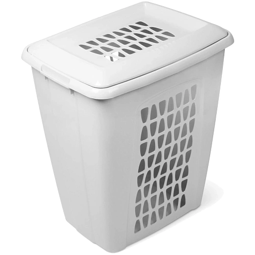 Корзина для белья Молетта 60л прямоугольная с крышкой светло-серая С702СЕР