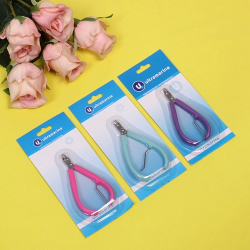 Кусачки для кутикулы, на блистере Ультрамарин, одна пружина, ручки пластик, цвет микс, на блистере,10см_4