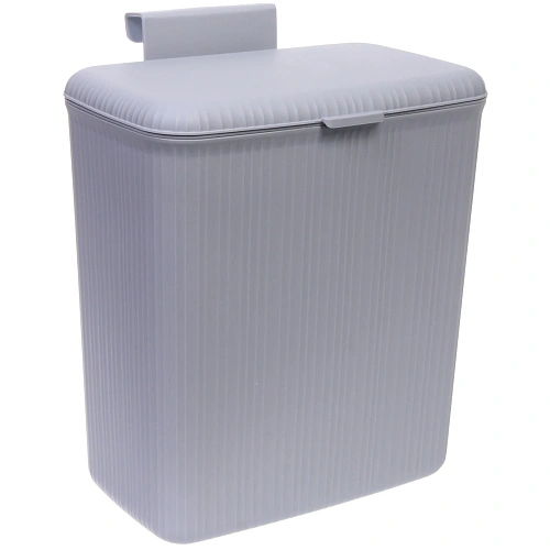 Корзина для мусора подвесная 26х20х32 серая с крышкой_3