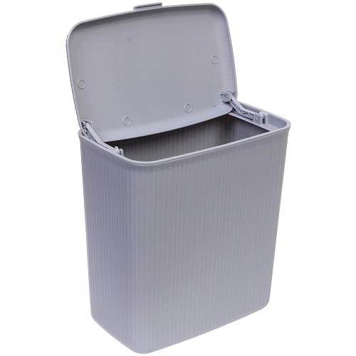 Корзина для мусора подвесная 26х20х32 серая с крышкой_5