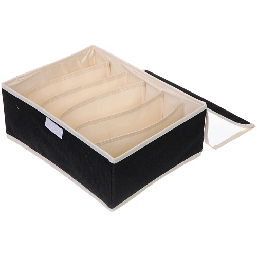 Кофр - органайзер для хранения вещей с прозрачной крышкой УЮТДОМА, цвет черный, 6 отделений, 322312см_4