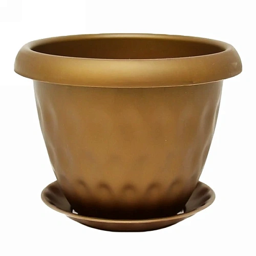 Горшок для цветов пластиковый 21л d-40см "Розетта" с поддоном золотой С130ЗОЛ