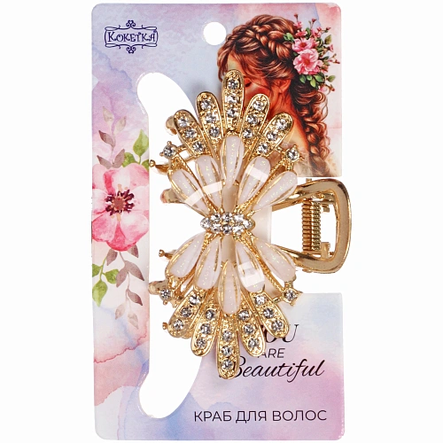 Заколка - краб для волос на блистере LAVITA, бантик, цвет серебро и золото, 6,64см_4