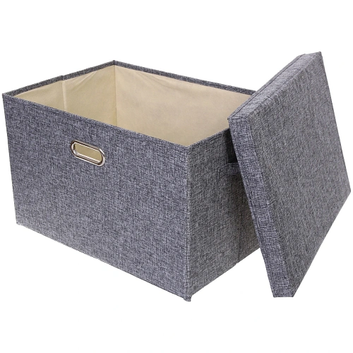 Коробка для хранения вещей складная с крышкой ДЭСТРА, цвет серый, 503531см_4