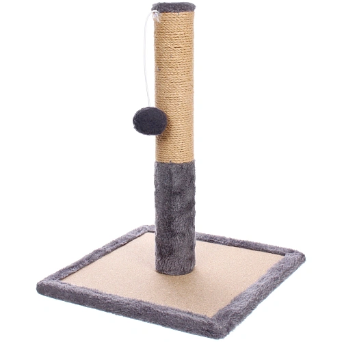 Когтеточка на подставке "Счастливый хвост!, цвет серый, 30*30*42см / d-6см