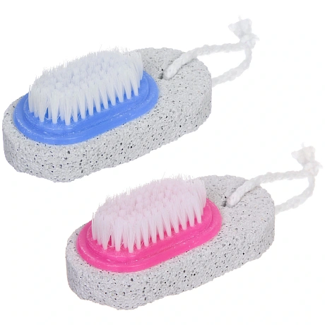 Пемза для ног "Pedicure", со щеткой, форма овал, цвет в ассортименте, 8,8*4,3*1,5см 32-35гр
