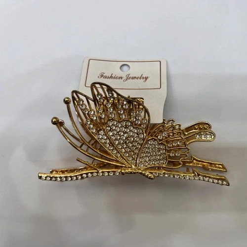 Заколка-краб для волос "PORTOFINO", бабочка, цвет золото и хром, 10*5см