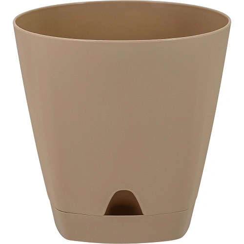 Горшок для цветов пластиковый 4л d-20см "Amsterdam" с прикорневым поливом, молочный шоколад
