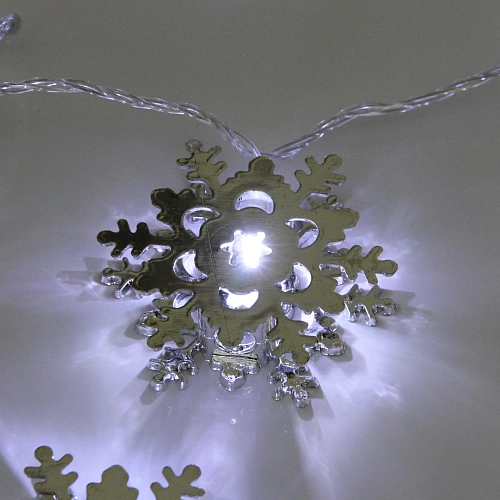 Гирлянда для дома Серебряная снежинка 4м 20 ламп LED, 6,3 см прозрпров,1 реж, IP-20, Белый (возможность соединения)_4