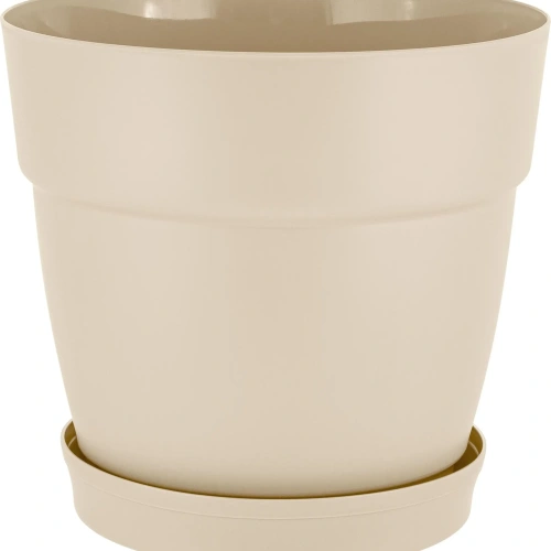 Горшок для цветов пластиковый 2л d-17см "Villa de Fiori" с фиксируемым поддоном, калифорнийский миндаль