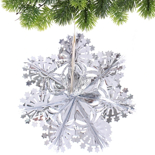 Украшение фольгированное Сказочная снежинка d-30 см, Серебро_5