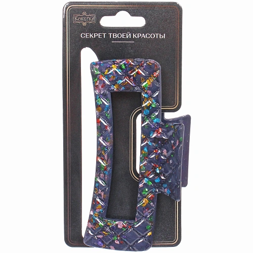 Заколка - краб для волос AKS - VIENTO, микс 6 цветов, прямоугольник, 10,54см _14