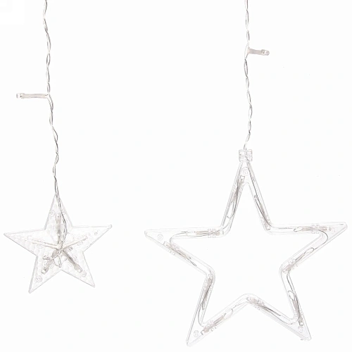 Гирлянда для дома БАХРОМА 2,5м90см 136 ламп LED, с насадками Звезда (6+6 шт), Мультицвет (можно соединять)_17