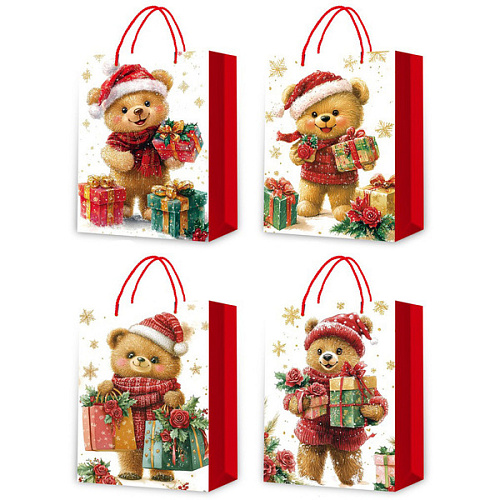Пакет подарочный "Honey Bear" 26*32*10 см, микс