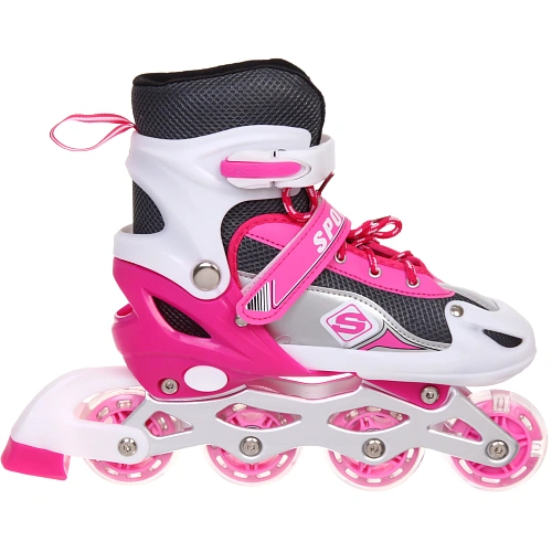 Коньки роликовые раздвижные Sport Star 136S, розовый, колеса ПВХ, размер M (35-38)_5