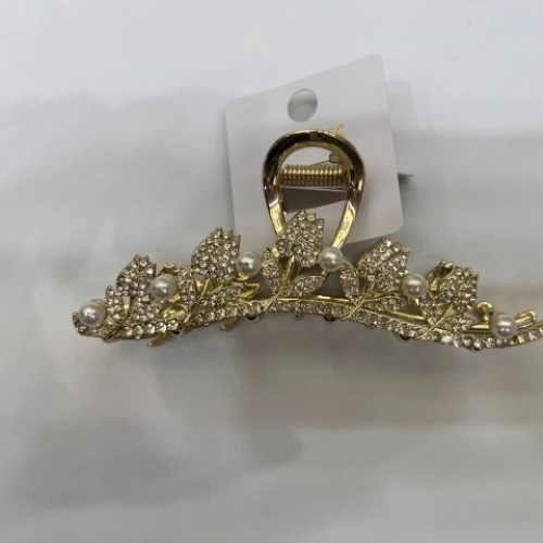 Заколка-краб для волос "PORTOFINO", тюльпаны, цвет золото и хром, 11,5*4см