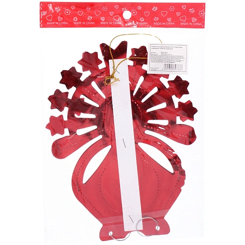 Украшение фольгированное Сказочная снежинка d-30 см, Красный_4