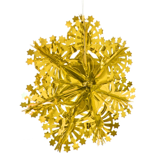 Украшение фольгированное Сказочная снежинка d-30 см, Золото_3