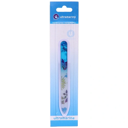 Пилка для ногтей стеклянная на блистере Ultramarine, ручка цветная в ассортименте 14см✦_17