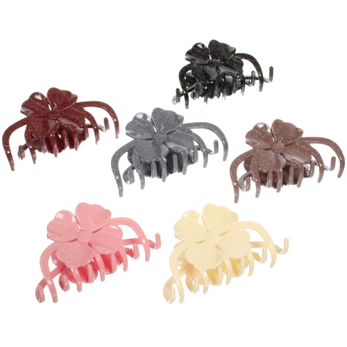 Заколка - краб для волос "AKS - MANTANA", микс 6 цветов, цветок, 11*6см 