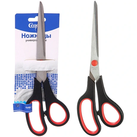 Ножницы универсальные бытовые "ИДЕЯДОМА", цвет черный, 23.7см (блистер Селфи)