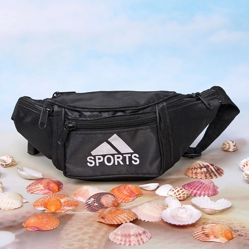 Сумка на пояс Sports Style, цвет черный, 4 кармана, 29137_11