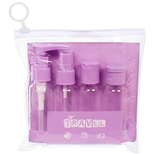 Флаконы дорожные в косметичке 4шт COMFORT, цвет фиолетовый, (404мл)_5