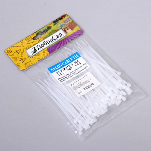 Хомут-стяжка пластиковый 2,5100мм 100шт белый_4