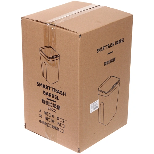 Контейнер для мусораSmart16л белый  сенсорная крышка работает от батареек LR6 W8622B_11